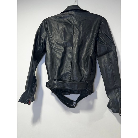 Elodie Vegan Leather Moto Jacket Black Size Small - Picture 2 of 7